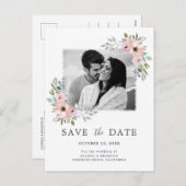 Dusty Roses Midzomer Floral Save the Date Feestdagenkaart (Voorkant / Achterkant)