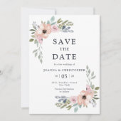 Dusty Roses Midzomer Floral Save the Date Kaart (Voorkant)