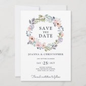Dusty Roses Midzomer Floral Save the Date Kaart (Voorkant)