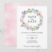 Dusty Roses Midzomer Floral Save the Date Kaart (Voorkant / Achterkant)