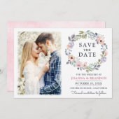 Dusty Roses Midzomer Floral Save the Date Kaart (Voorkant / Achterkant)