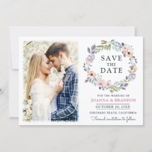 Dusty Roses Midzomer Floral Save the Date Kaart