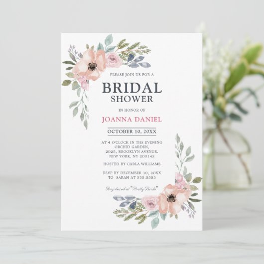 Dusty Roses Midzomer Floral Vrijgezellenfeest Kaart (Staand voorkant)