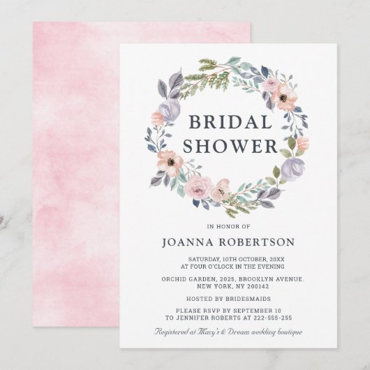 Dusty Roses Midzomer Floral Vrijgezellenfeest Kaart (Voorkant / Achterkant)