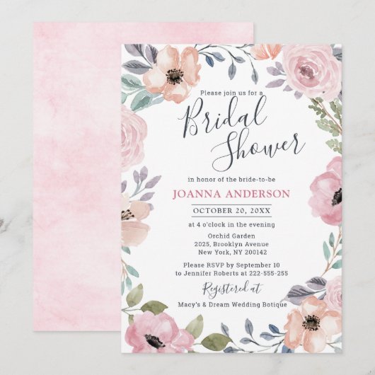 Dusty Roses Midzomer Floral Vrijgezellenfeest Kaart (Voorkant / Achterkant)