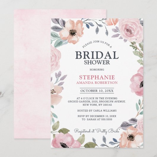 Dusty Roses Midzomer Floral Vrijgezellenfeest Kaart (Voorkant / Achterkant)