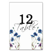Dusty Royal Blue Paarse Bloom Bloemen Tafel Nummer Kaart (Achterkant)
