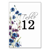 Dusty Royal Blue Paarse Bloom Bloemen Tafel Nummer Kaart (Voorkant)