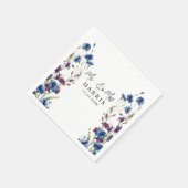 Dusty Royal Blue Paarse Bloom Wedding Servet (Hoek)