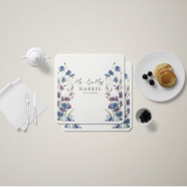 Dusty Royal Blue Paarse Bloom Wedding Servet