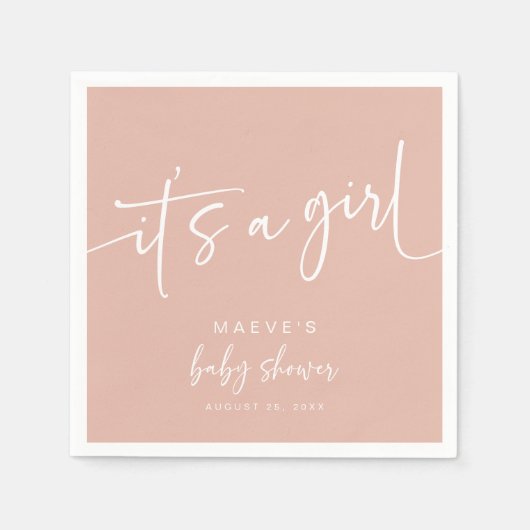 Dusty roze Baby shower papier servetten modern mei (Voorkant)