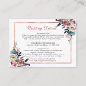 Dusty Roze Blauw Bloemen Bruiloft Details Informatiekaartje (Voorkant)