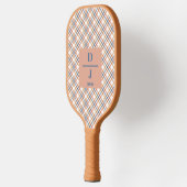 Dusty Roze Blauw Plaids Custom Initialen Pickleball Paddle (Links)