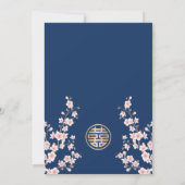 Dusty Roze Blauwe Kersenbloesem Chinese Bruiloft Kaart (Achterkant)