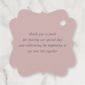 Dusty roze bloemen elegante bruiloft dank u bedankjes labels (Achterkant)