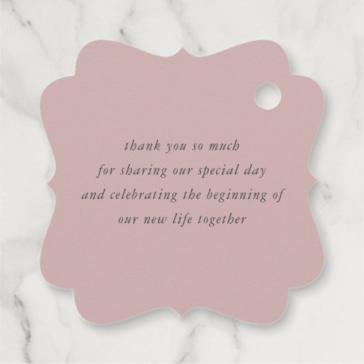 Dusty roze bloemen elegante bruiloft dank u bedankjes labels (Achterkant)