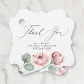 Dusty roze bloemen elegante bruiloft dank u bedankjes labels (Voorkant)