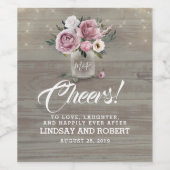 Dusty roze bloemenmetselaar rustiek land wijn etiket (Enkel label)