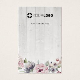 Dusty roze boho floral custom logo earing display visitekaartje