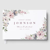Dusty roze boho floral rustige bruiloft gastenboek (Voorkant)