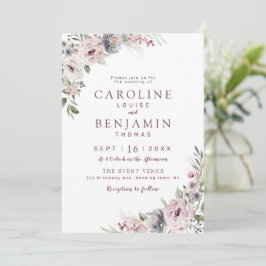 Dusty roze boho floral rustige bruiloft kaart