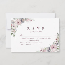 Dusty roze boho floral rustige bruiloft RSVP kaartje