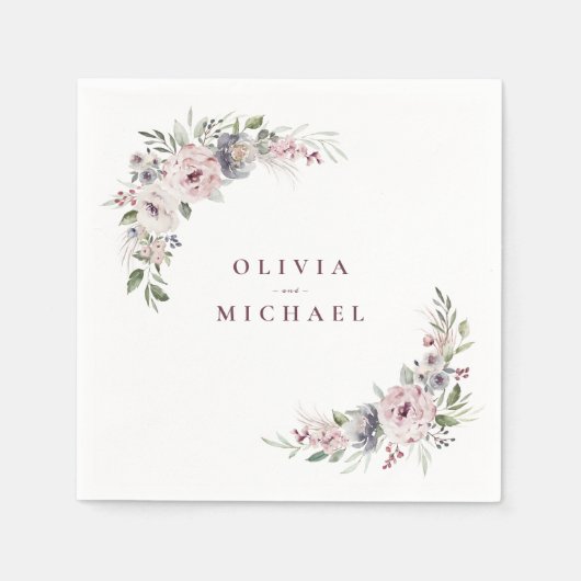 Dusty roze boho floral rustige bruiloft servet (Voorkant)
