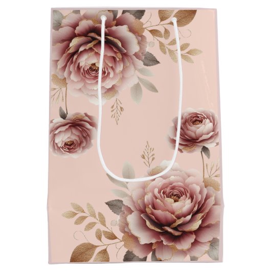 Dusty Roze Bruids High Tea Party Custom Medium Cadeauzakje (Achterkant)