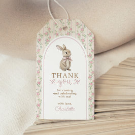 Dusty Roze Bunny Verjaardag Meisje Dank je Cadeaulabel