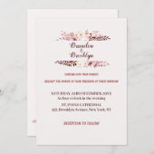 Dusty roze Champagne Floral Wedding Invitation Kaart (Voorkant / Achterkant)