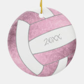 dusty roze douanenaam keepomwille volleybal keramisch ornament (Achterkant)