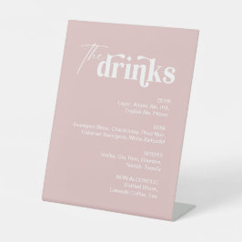 Dusty Roze Drink Menu Bruiloft Bar Reclamebord Met Voetstuk