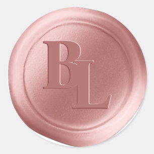 Dusty Roze Dubbele Monogram Faux Wax Seal Stickers