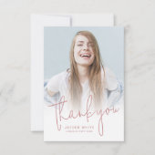 Dusty Roze Eenvoudig Modern Script 2 Foto Afstuder Bedankkaart (Voorkant)