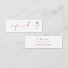 Dusty Roze Eenvoudig Modern Script Afstuderen Naam Contactkaartje