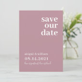 Dusty roze eenvoudige moderne niet-fotobruiloft save the date (Staand voorkant)