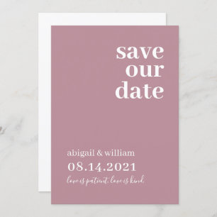 Dusty roze eenvoudige moderne niet-fotobruiloft save the date