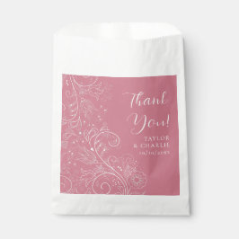 Dusty roze elegante bloemenbruiloft dank u bedankzakje