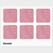 Dusty roze elegante bloemenbruiloft dank u vierkante sticker (Vel)
