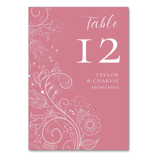 Dusty roze elegante bloemenbruiloft kaart (Achterkant)