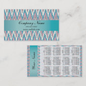 Dusty Roze en Blauwe iKat ZigZag 2019 Kalender Visitekaartje (Voorkant / Achterkant)
