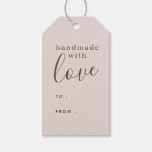 Dusty Roze en Goud Handgemaakt met Liefde Cadeaulabel