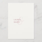 Dusty Roze en Ivoor Monogrammed Bruiloft Details Informatiekaartje (Achterkant)