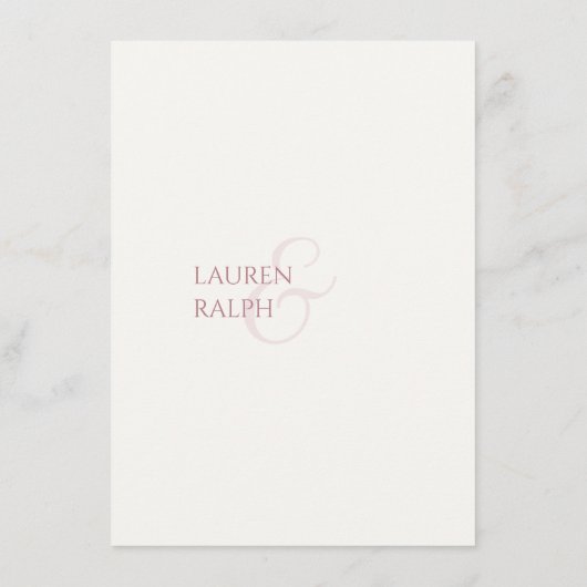 Dusty Roze en Ivoor Monogrammed Bruiloft Details Informatiekaartje (Achterkant)
