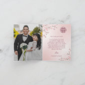 Dusty roze foto Chinese bruiloft dank u Bedankkaart (Binnen)