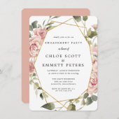 Dusty Roze Geometric Lijst Engagement Party Kaart (Voorkant / Achterkant)