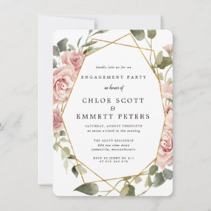 Dusty Roze Geometric Lijst Engagement Party Kaart