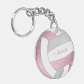 dusty roze gepersonaliseerde volleybal sleutelhanger (Voorkant Links)
