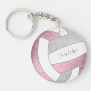 dusty roze gepersonaliseerde volleybal sleutelhanger