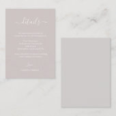 Dusty Roze Grijs Minimalistisch Bruiloft Hotel Det Informatiekaartje (Voorkant / Achterkant)